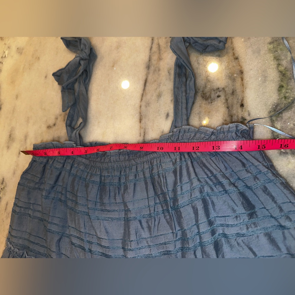 NWT Altar’d State Size Medium Blue Textured Striped Tie Straps Dress - Picture 8 of 14